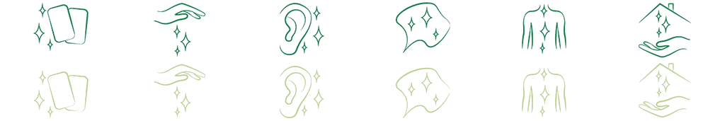 Pictogrammes des pratiques : cartes, soin énergétique, écoute, aura, alignement, cabinet