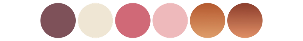 Palette de couleurs Serenya Essentia : marron violet, vanille, rose, dégradés cuivrés