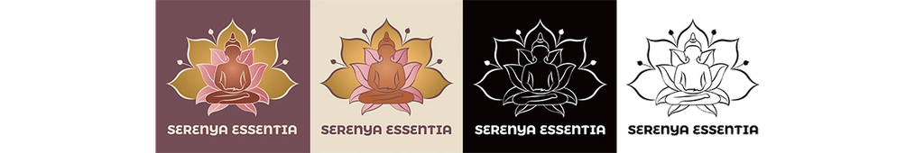 Déclinaisons du logo Serenya Essentia : versions light, dark, blanc sur noir et noir sur blanc