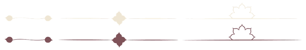 Motifs Serenya Essentia : séparateurs ornementaux, pétales et lotus en versions vanille et marron violet